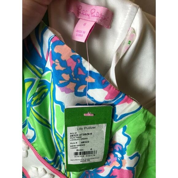 Lilly Pulitzer Green Strapless Floral Print Silk Blend Dress Women's Size 6 NWT - Picture 8 of 10